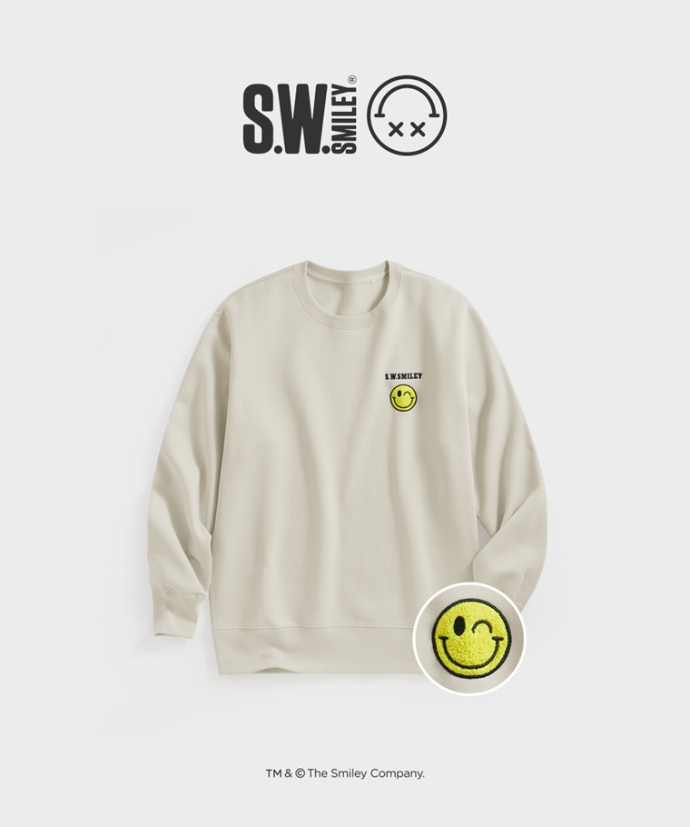 聯名系列T恤-MEN：男 · S.W.SMILEY®刷毛電繡圓領衫-05