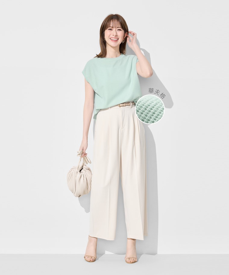 華夫格寬鬆連袖上衣-女