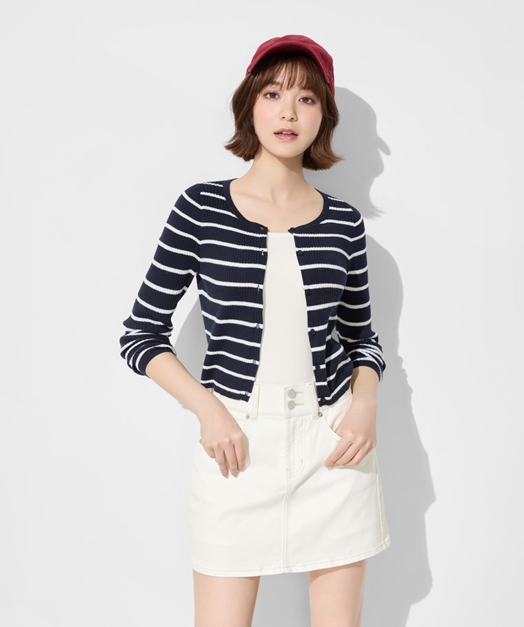 多色收腹牛仔連褲短裙-女