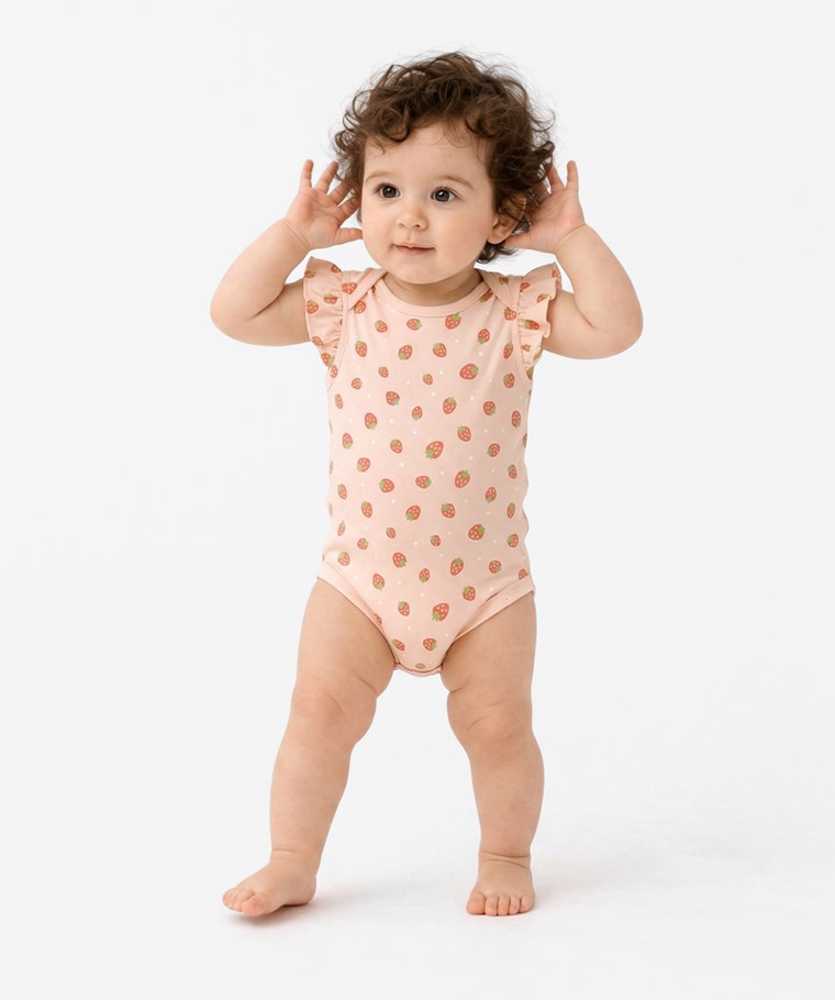 春夏嬰幼兒新品：Baby · 純棉荷葉袖印花包臀衣