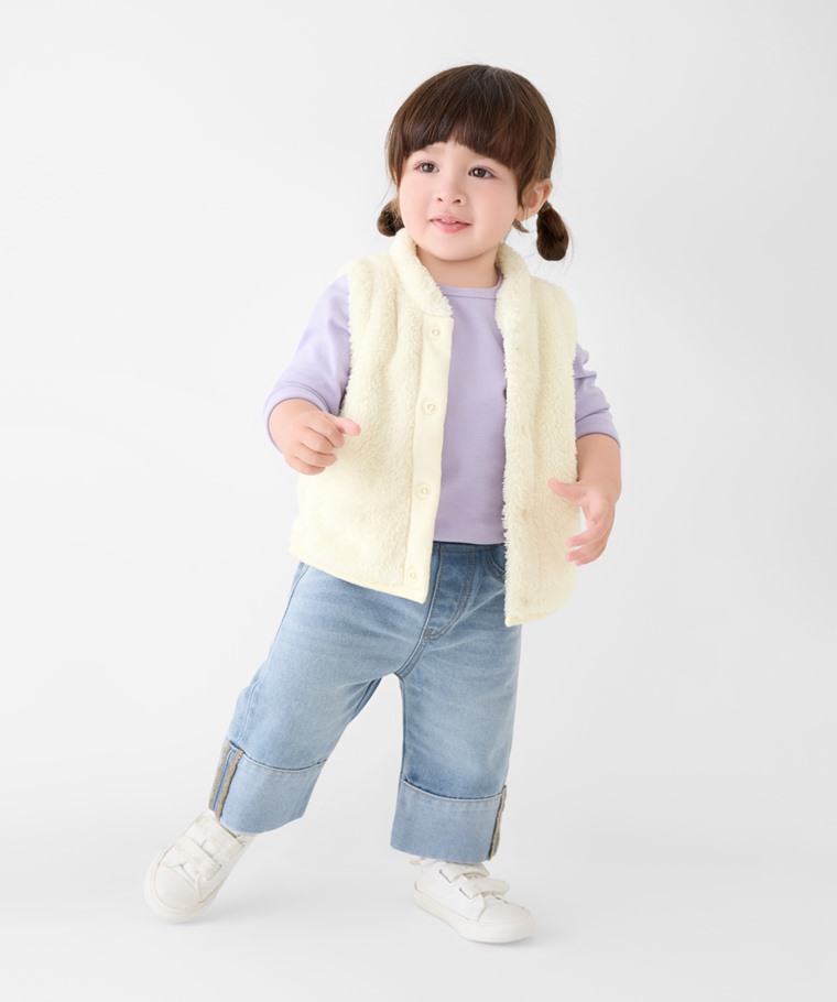秋冬嬰幼兒新品：Baby · 磨毛羅紋圓領長袖T恤,Baby · 多色踝襪(3入),Baby · 長刷毛雙面穿背心