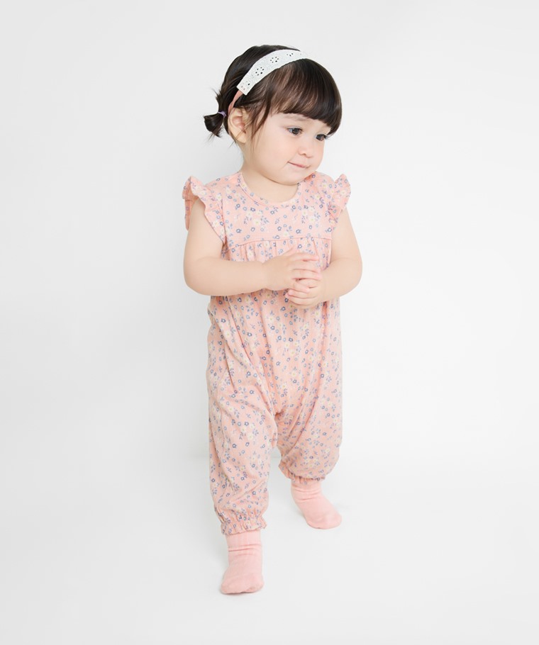 荷葉袖碎花連身衣-Baby