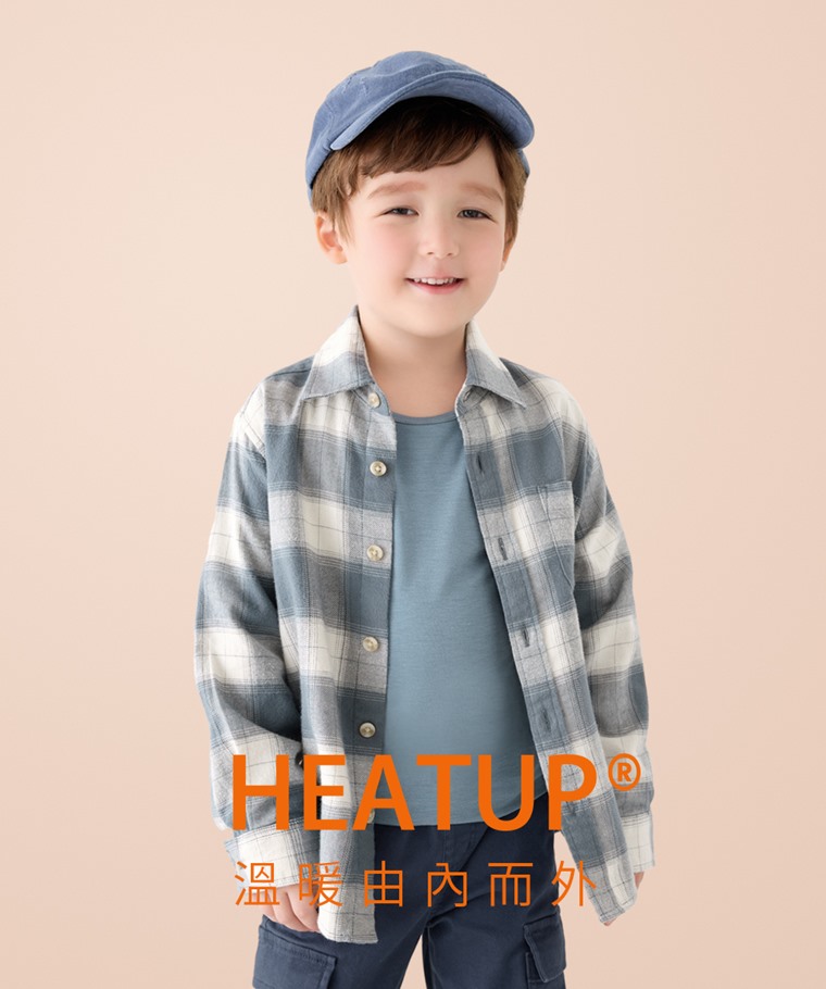 heatup圓領九分袖上衣-童 - 吸濕升溫技術將體表濕氣轉化為熱能，維持輕薄溫暖。