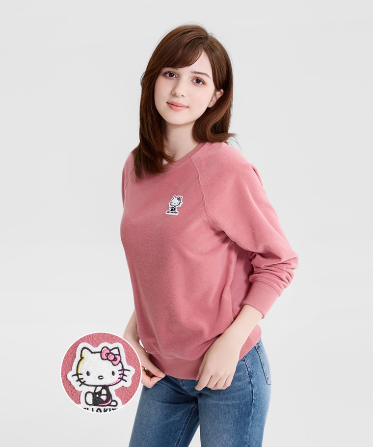 三麗鷗Fleece電繡寬版上衣-01-女