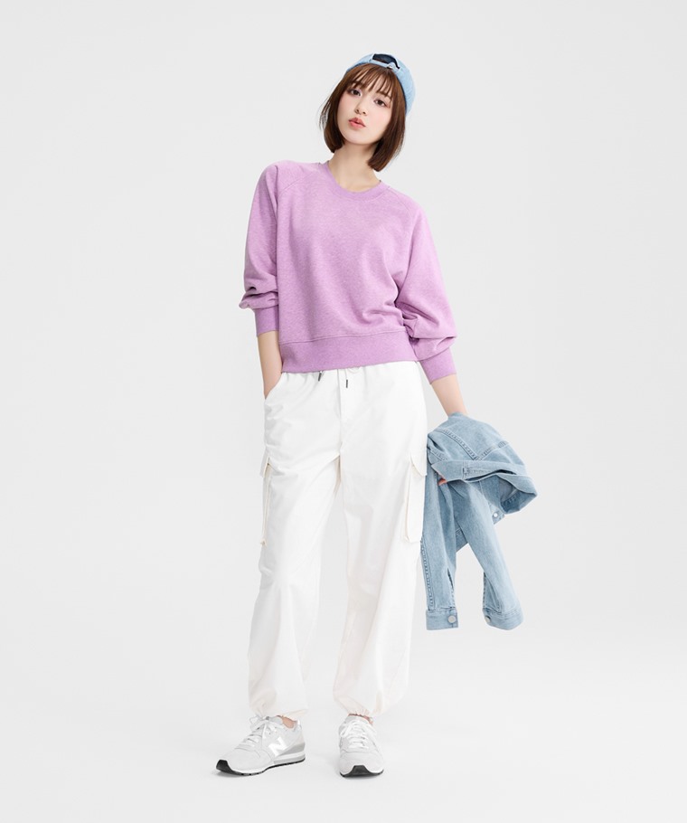 毛圈寬版休閒圓領衫-女