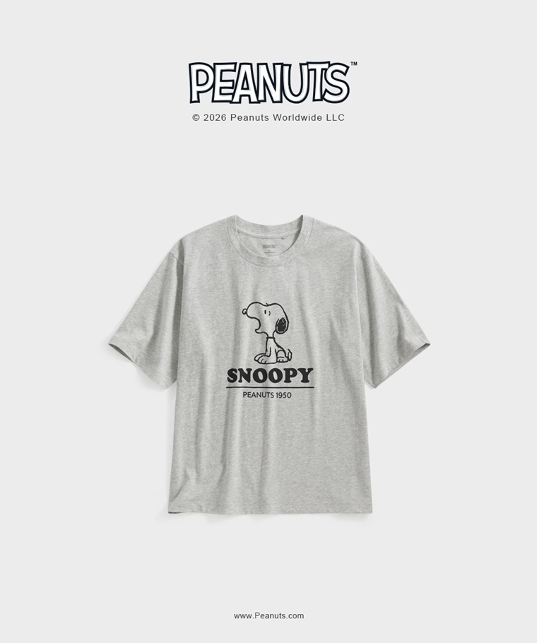 聯名系列T恤-MEN：男 · 史努比系列寬版印花T恤-24