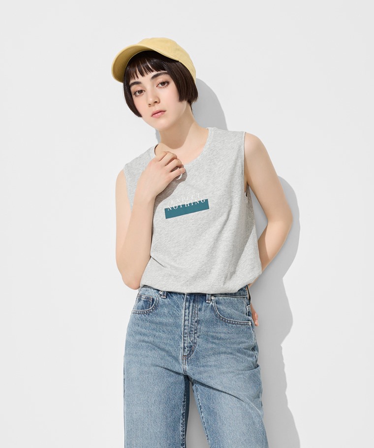 純棉文字印花背心-女