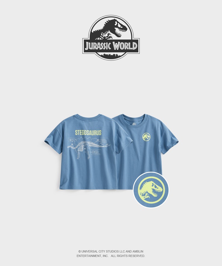 聯名系列T恤-KIDS：童 · Jurassic World寬版印花T恤-01