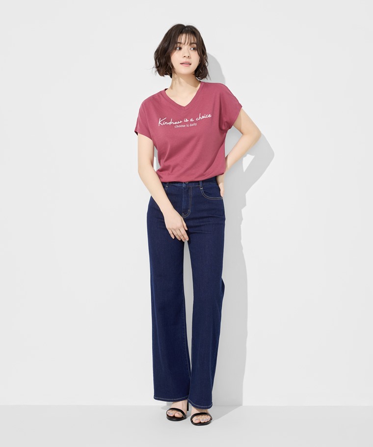 莫代爾V領文字上衣-01-女