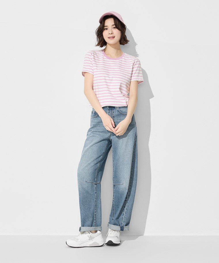 高腰錐形牛仔褲-女