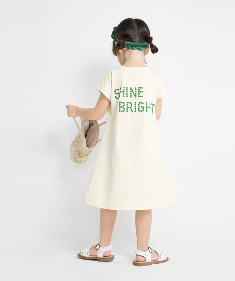 純棉文字印花洋裝-童