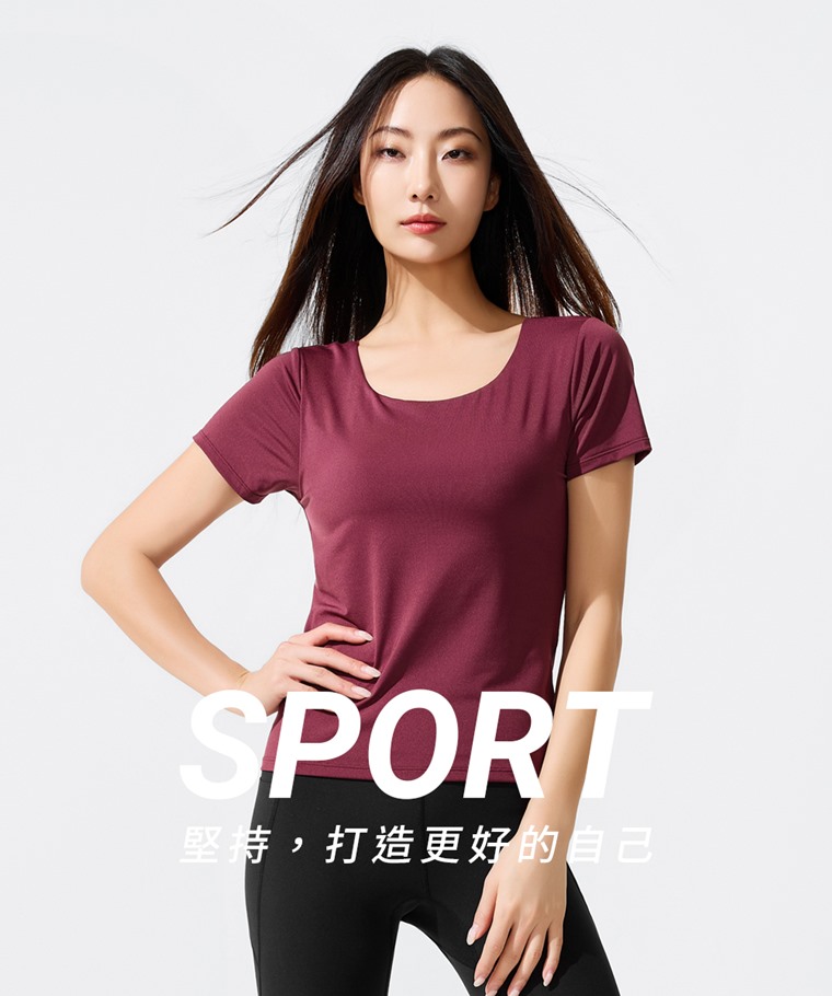 運動短袖Bra上衣-女