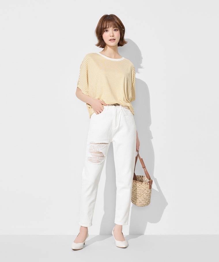 莫代爾連袖條紋上衣-女