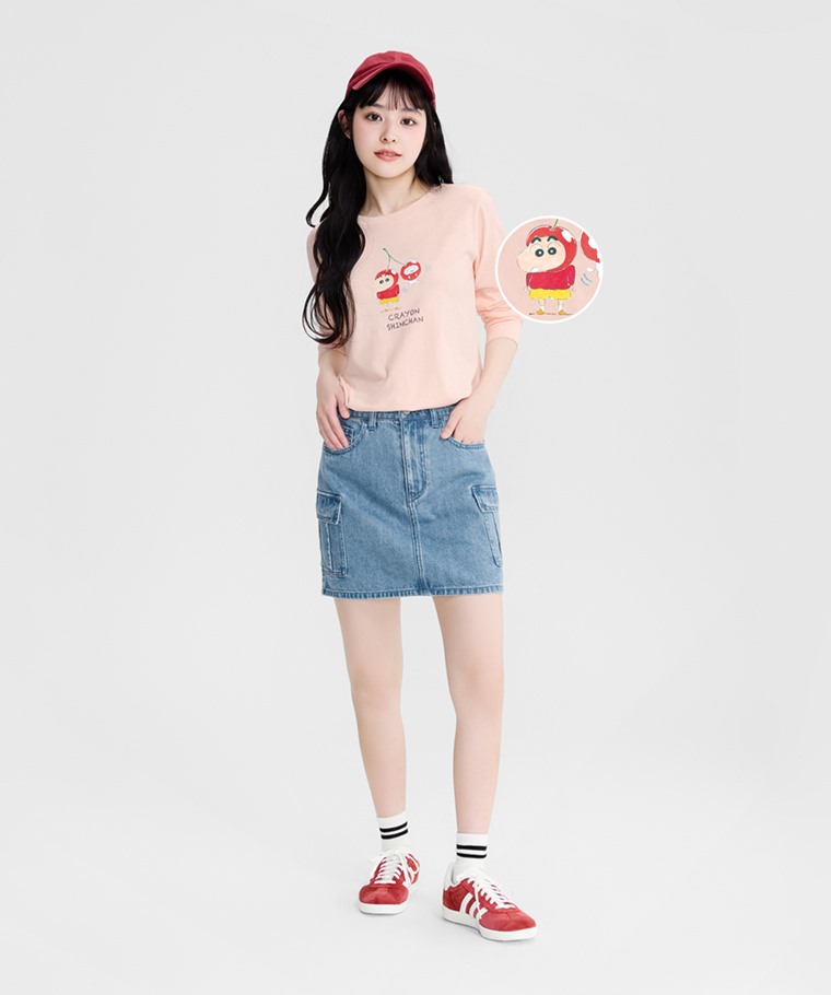 蠟筆小新長袖印花T恤-08-女