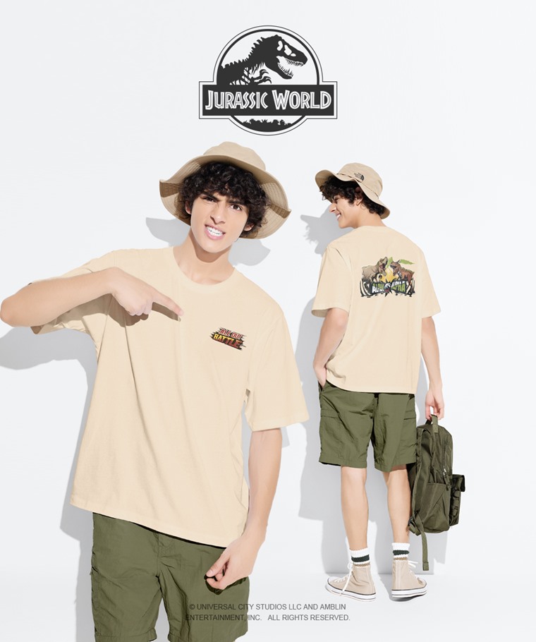 Jurassic World寬版印花T恤-09-男