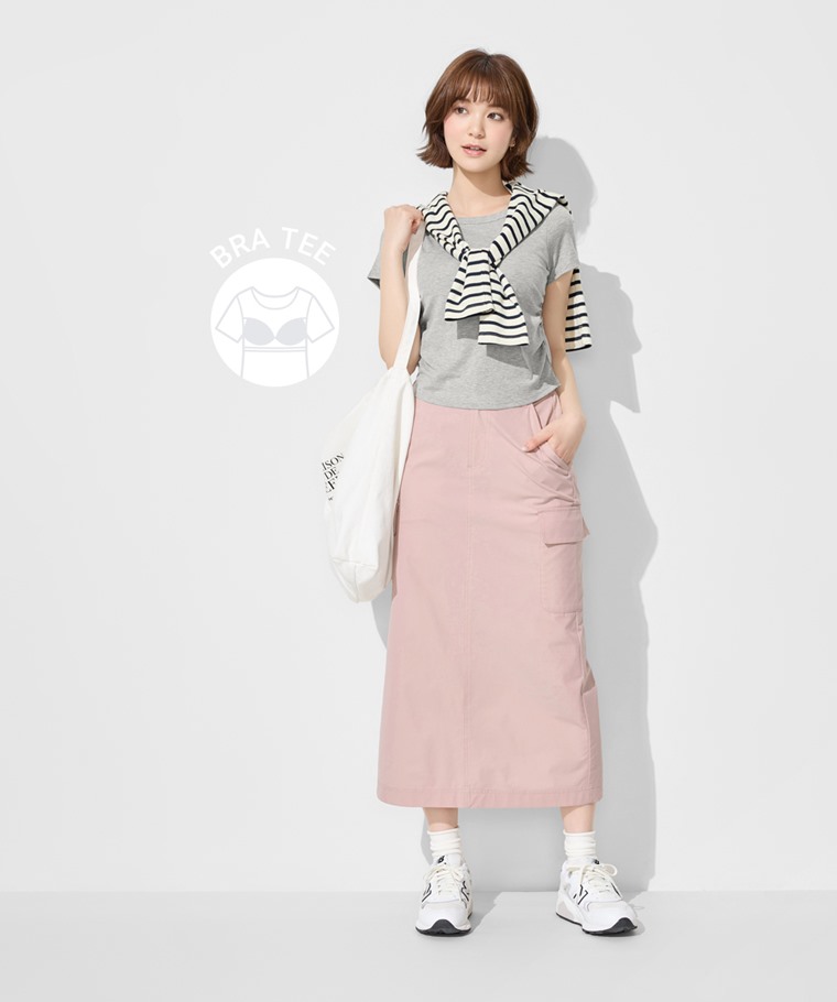 Bra輕柔抽皺短袖上衣-女