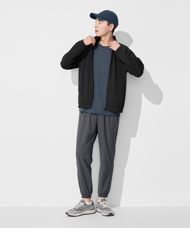 抗UV吸排彈性立領外套-男