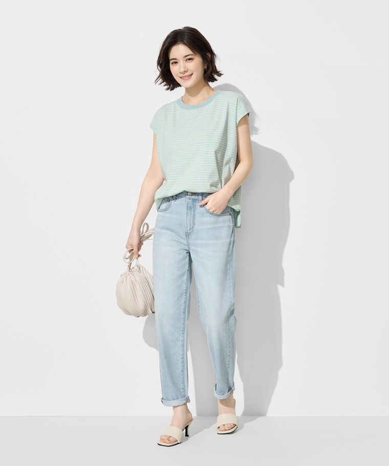 寬版高腰男友風九分牛仔褲-女