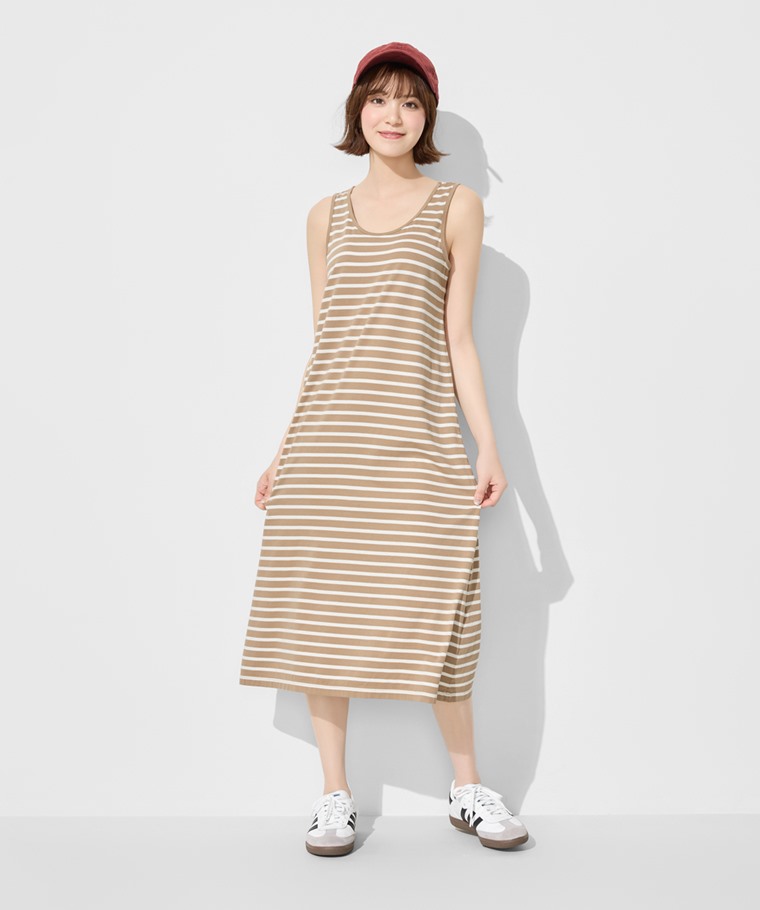 純棉條紋背心長洋裝-女