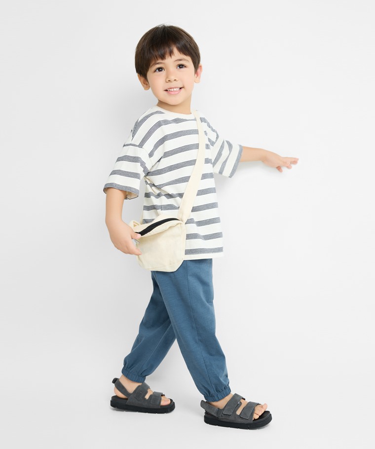 竹節棉束口褲-童