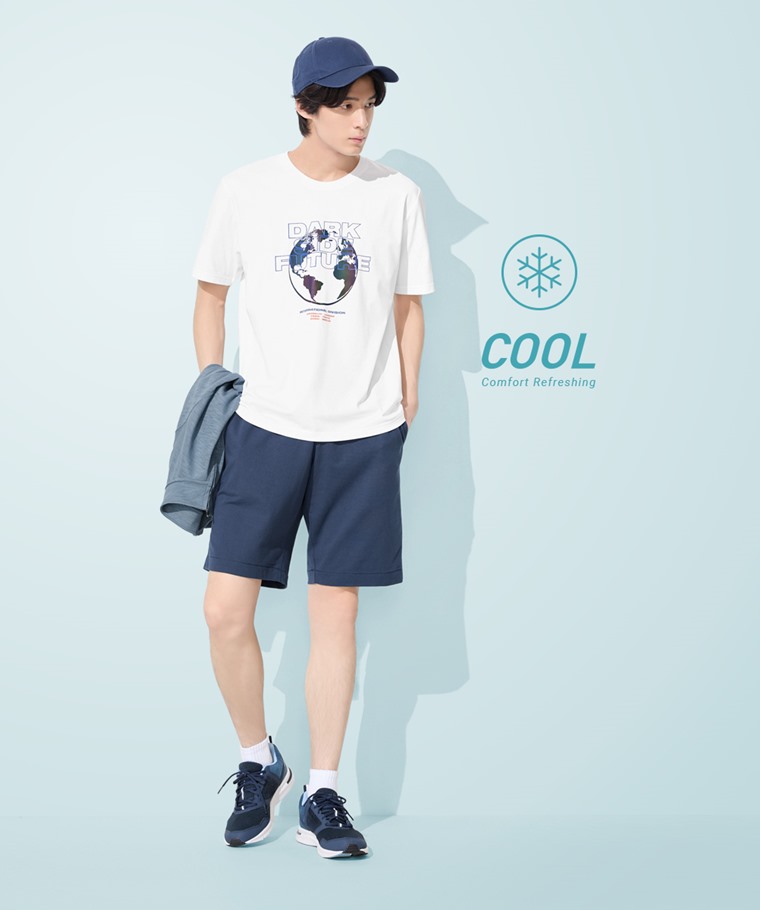 運動涼感印花圓領T恤-03-男