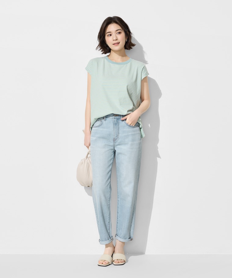 寬版高腰男友風九分牛仔褲-女