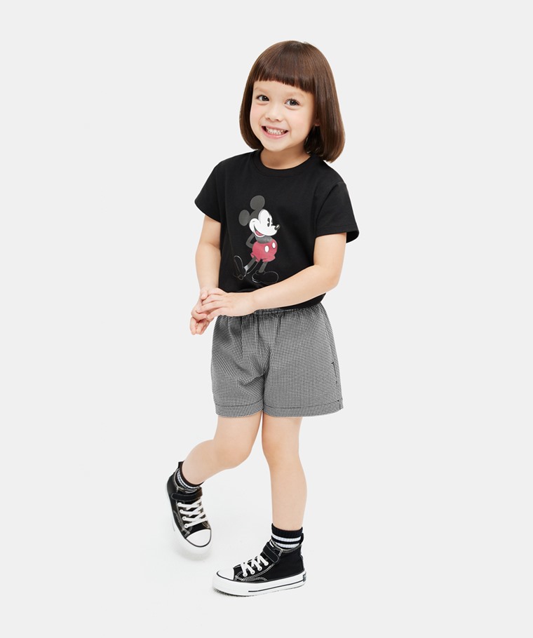 彈力格紋短褲-童