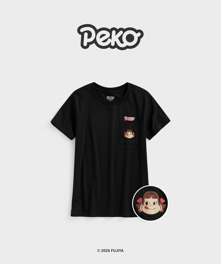 聯名系列T恤-WOMEN：女 · PEKO & POKO口袋電繡T恤-08