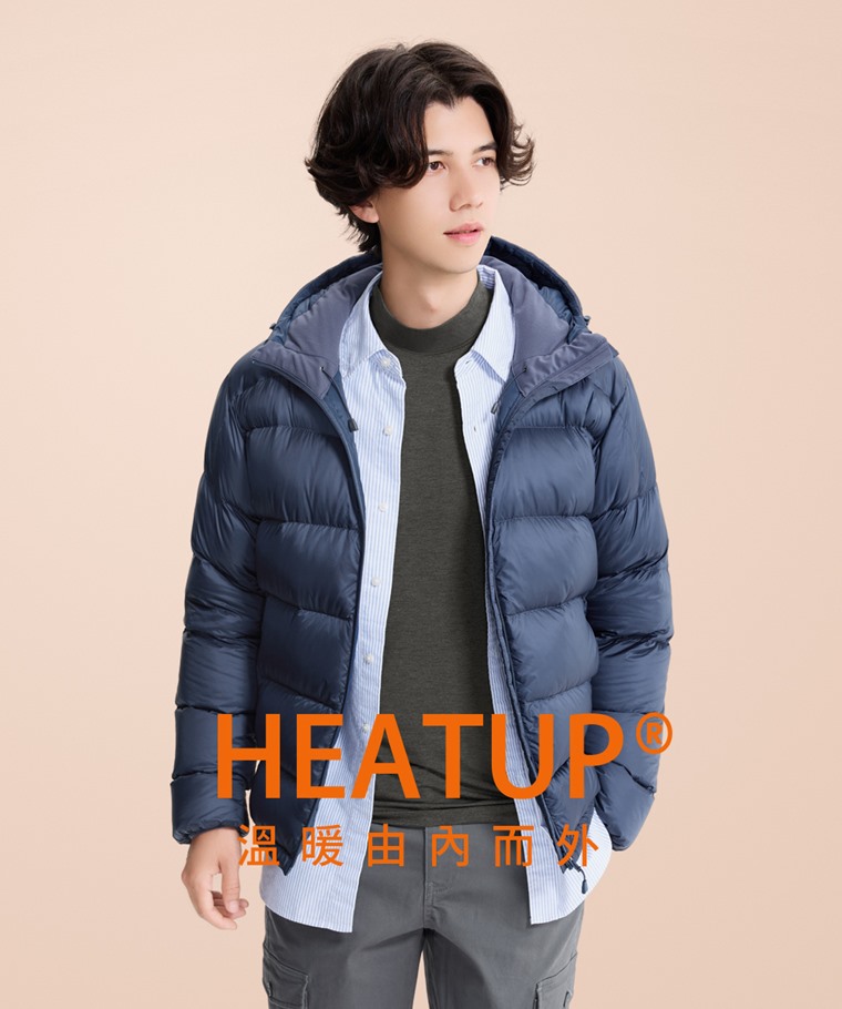 heatup立領九分袖上衣-男