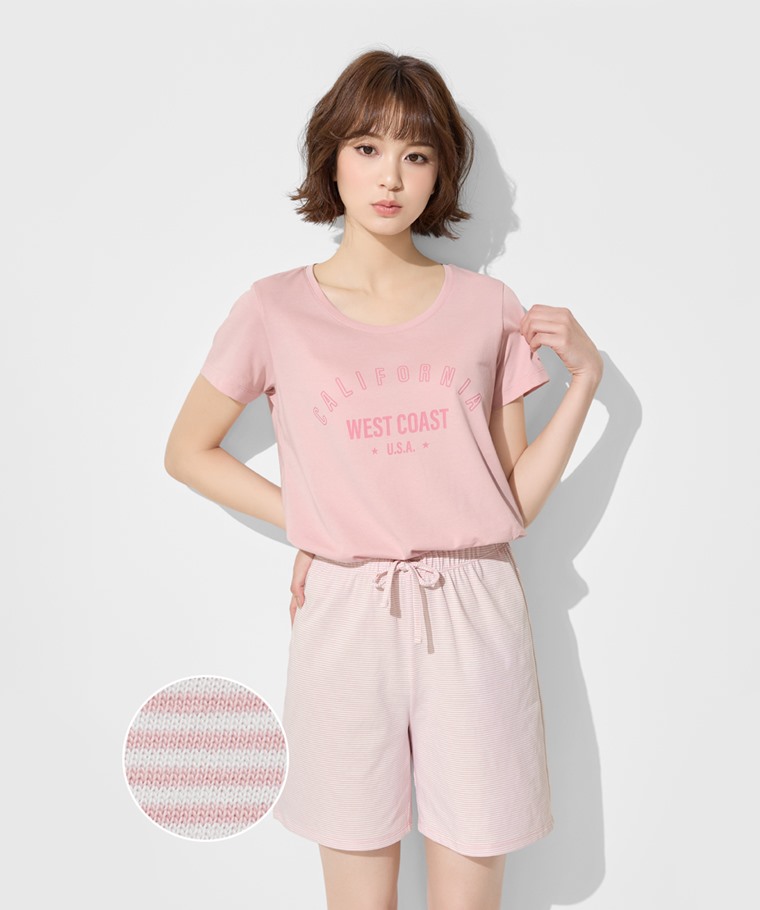 快乾棉文字印花家居套裝-女