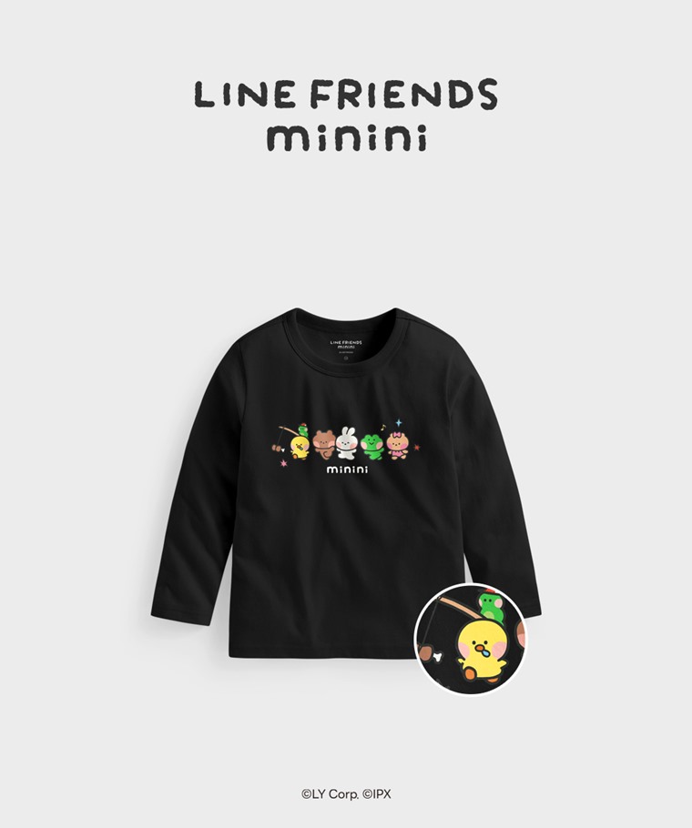 聯名系列T恤-KIDS：童 · LINE FRIENDS minini長袖印花T恤-01