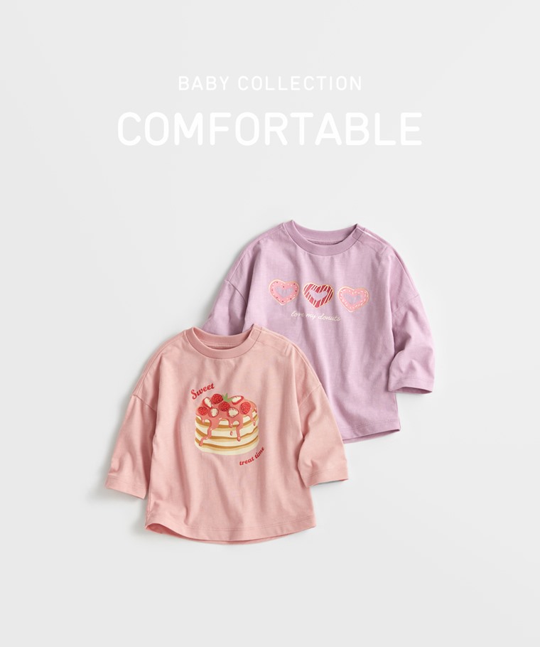 竹節棉寬鬆甜點印花T恤-Baby