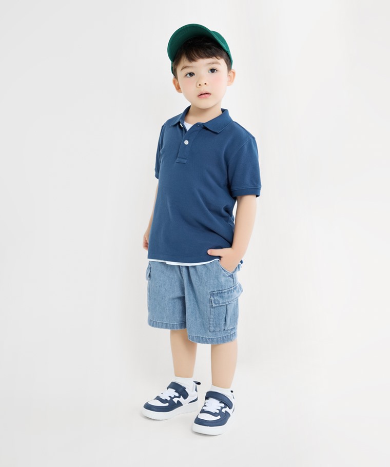 純棉網眼polo衫-童