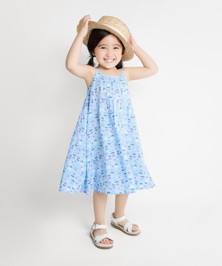 嫘縈印花細肩帶洋裝-童