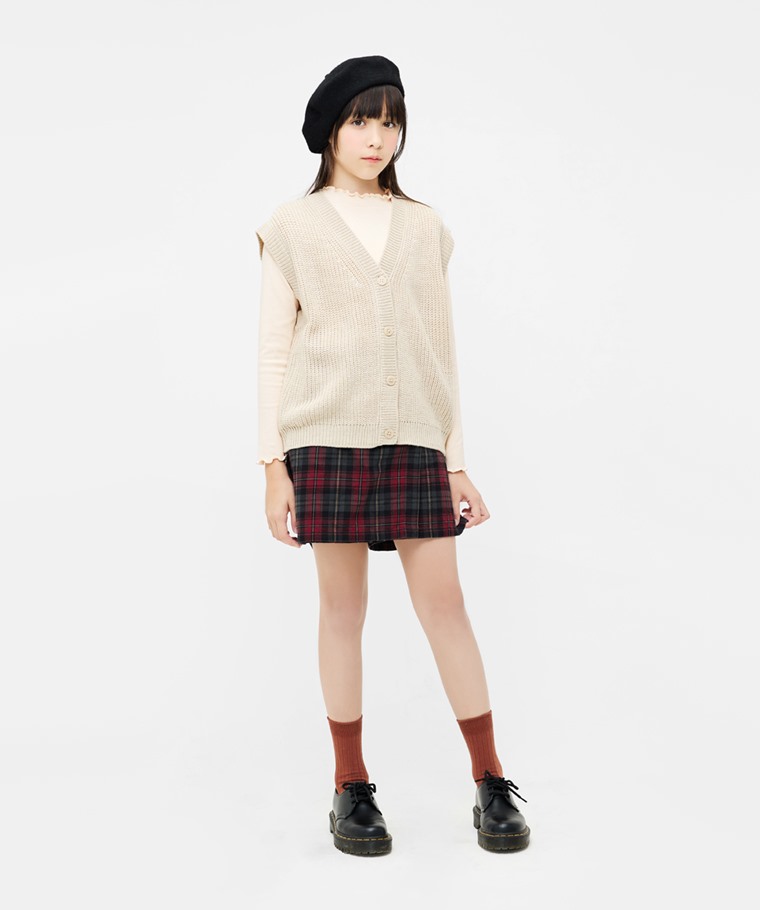 粗針寬版開襟背心-童