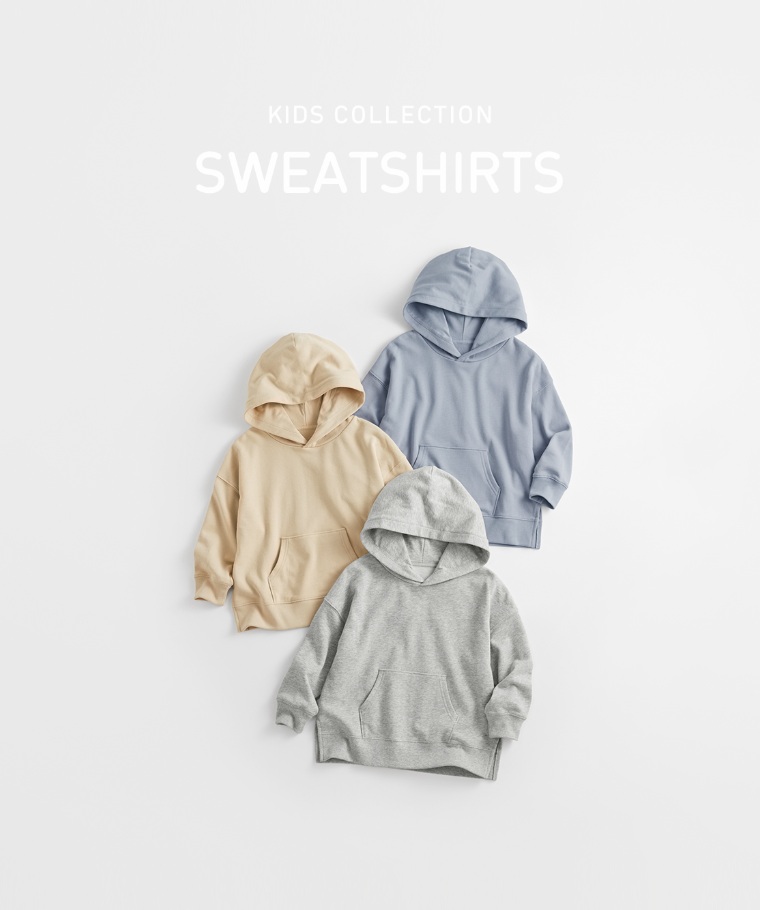 秋冬童裝新品：童 · 毛圈寬版連帽衫