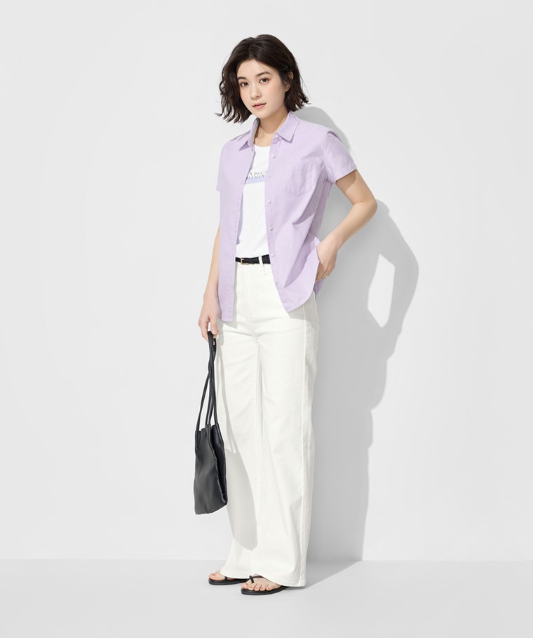 牛津短袖襯衫-女