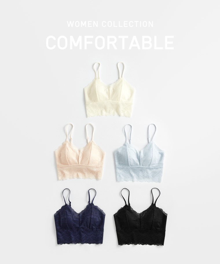 宅家舒適家居系列：女 · Bra蕾絲V領無痕細肩帶背心