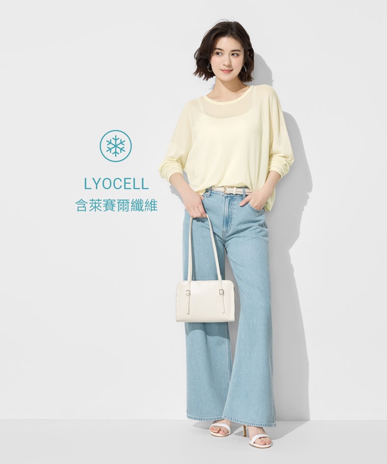 透膚寬鬆短版針織衫-女