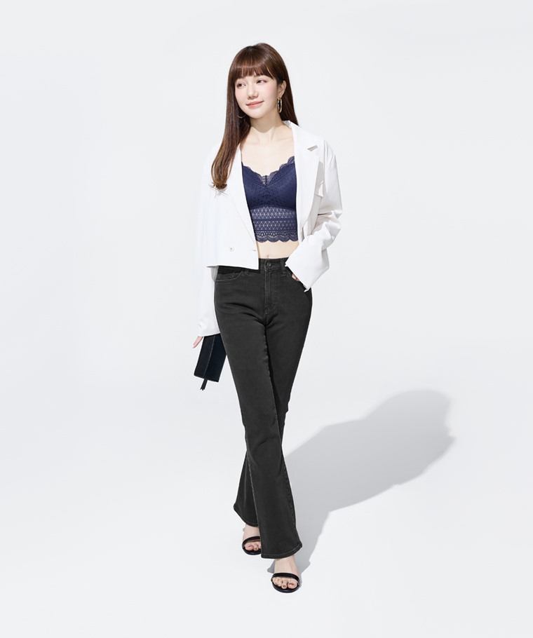 Bra蕾絲V領細肩帶背心-女