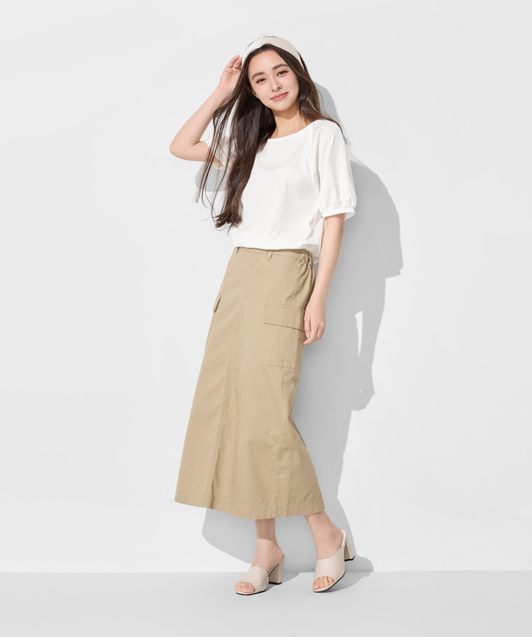 絲光棉寬鬆泡泡袖上衣-女