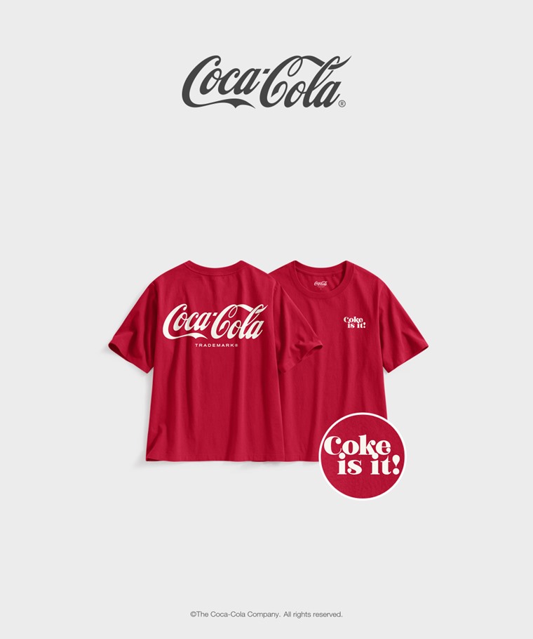 聯名系列T恤-WOMEN：女 · 可口可樂寬版印花T恤-13