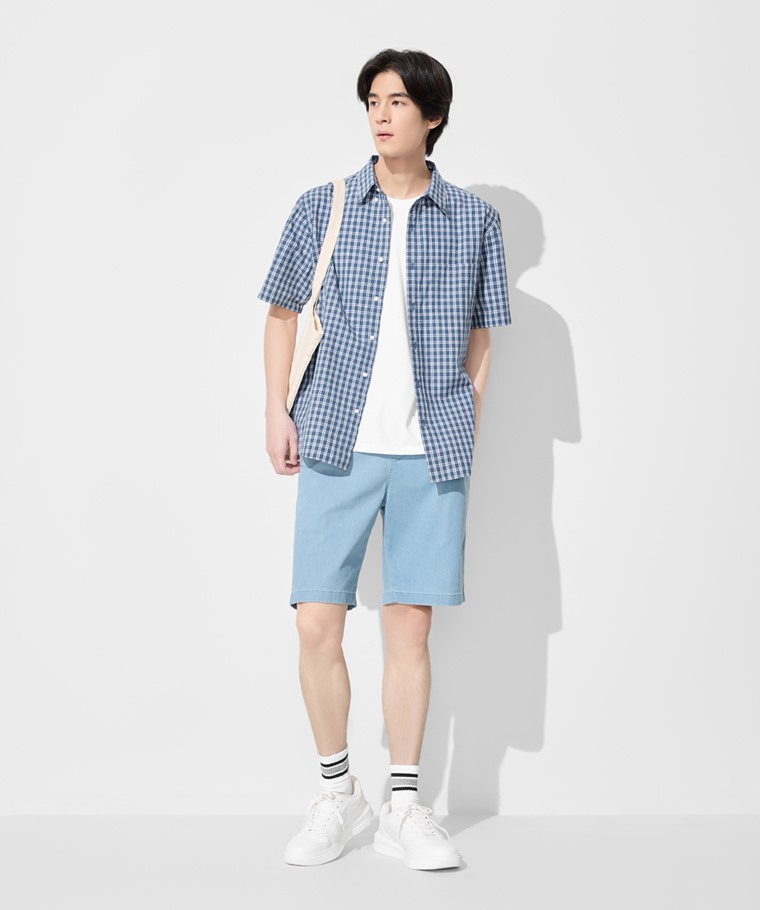 軟牛仔鬆緊短褲-男