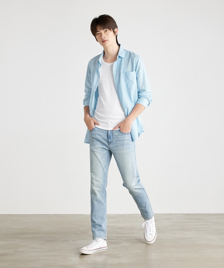 無側縫圓領背心(2入)-男