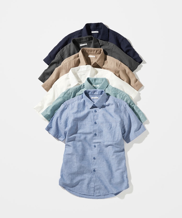 春夏男裝新品：男 · 棉麻短袖襯衫