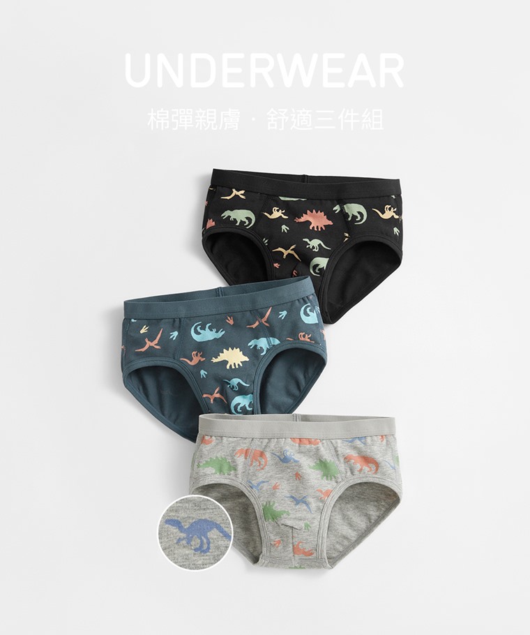 棉質印花三角褲(3入)-男童