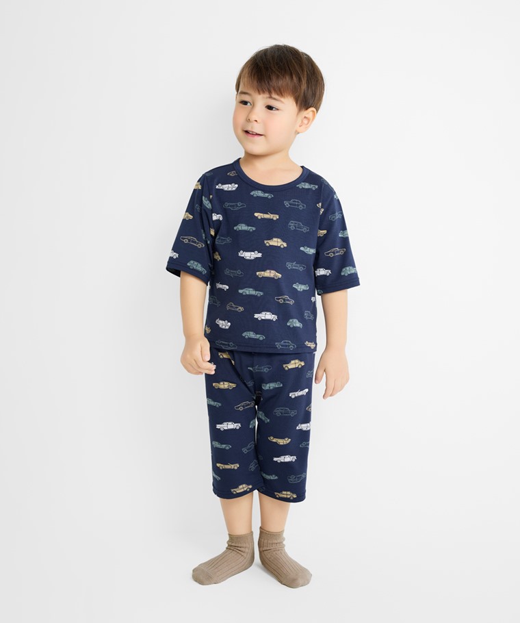 宅家舒適家居系列：童 · 莫代爾印花家居套裝,童 · 寬羅紋短襪