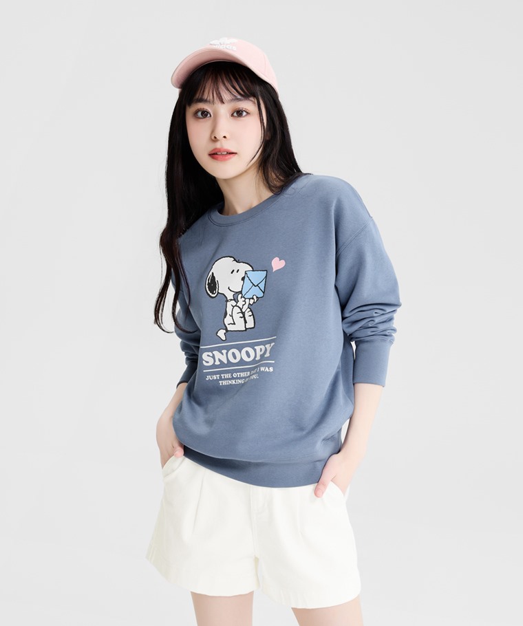 史努比系列刷毛印花圓領衫-11-女