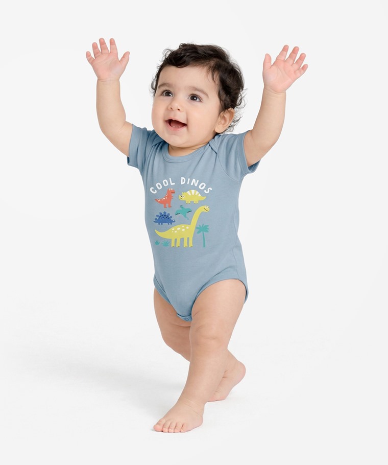 春夏嬰幼兒新品：Baby · 純棉羅紋恐龍印花包臀衣