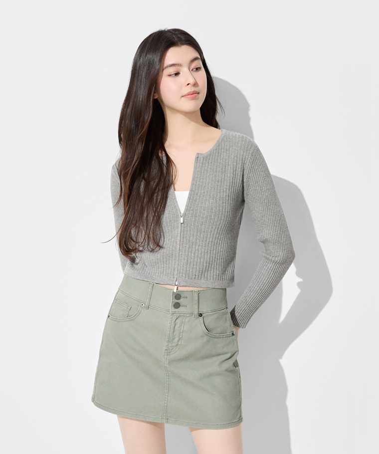 多色收腹牛仔連褲短裙-女